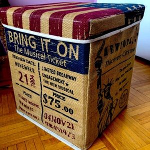 American Flag burlap storage bin